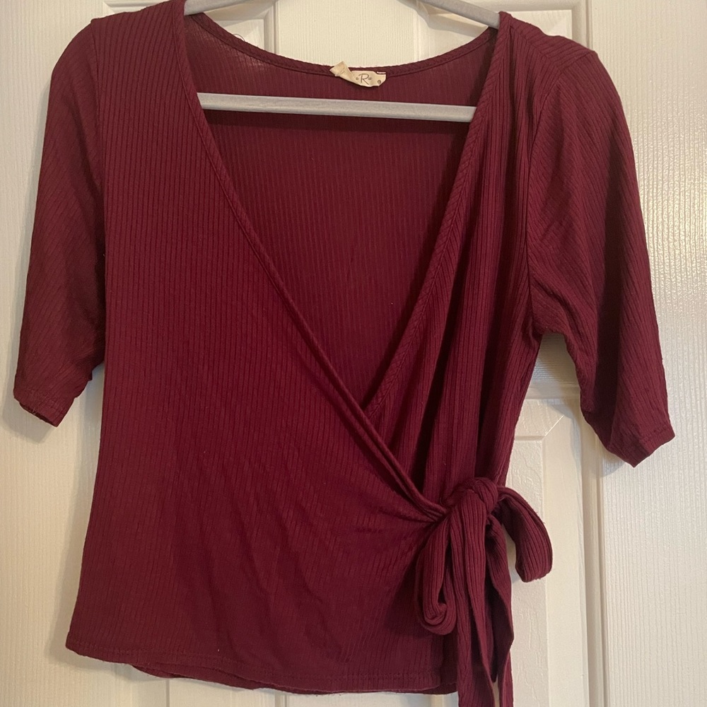 Maroon Side Tie Shirt